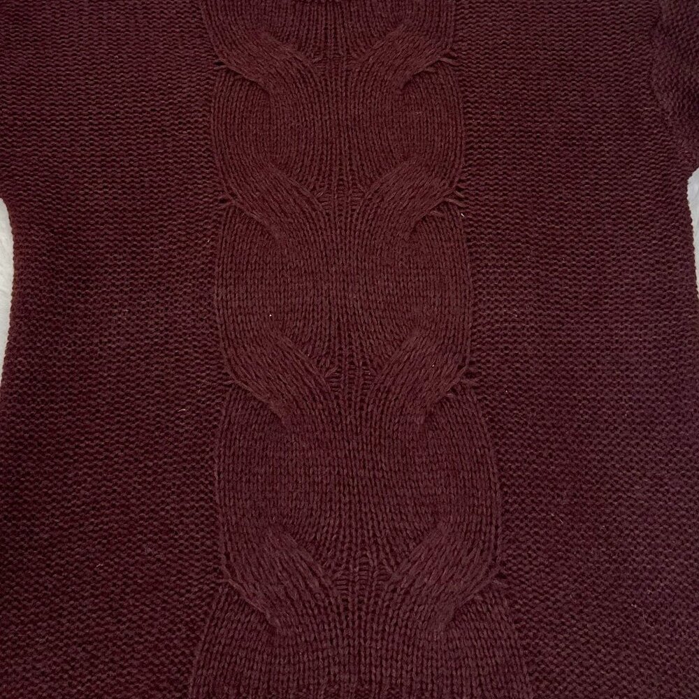 Aerie Women’s Burgundy Cable-Knit Sweater - Picture 2 of 9